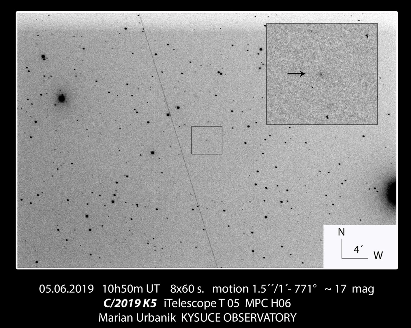 Kométa C/2019 K5 (Young) z 5.6.2019. Autor: M. Urbanik